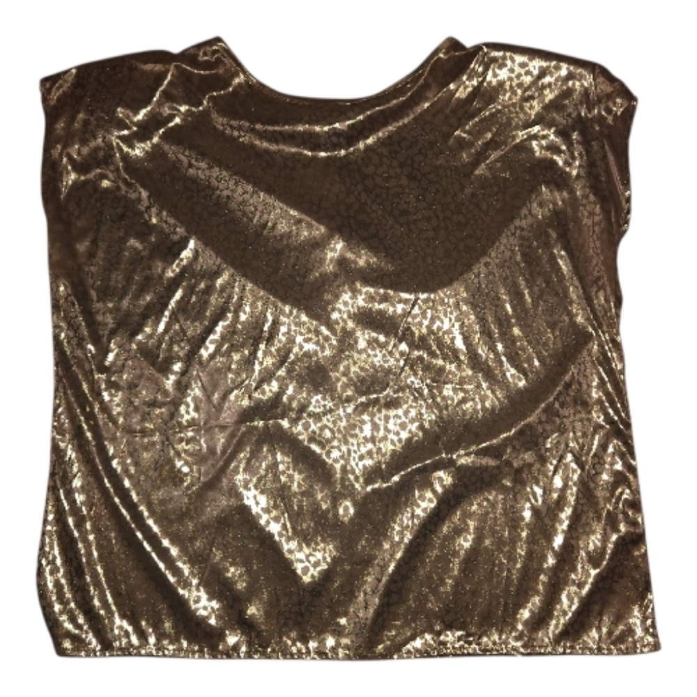 Vintage Shimmering Gold Cheetah Print Top Size L